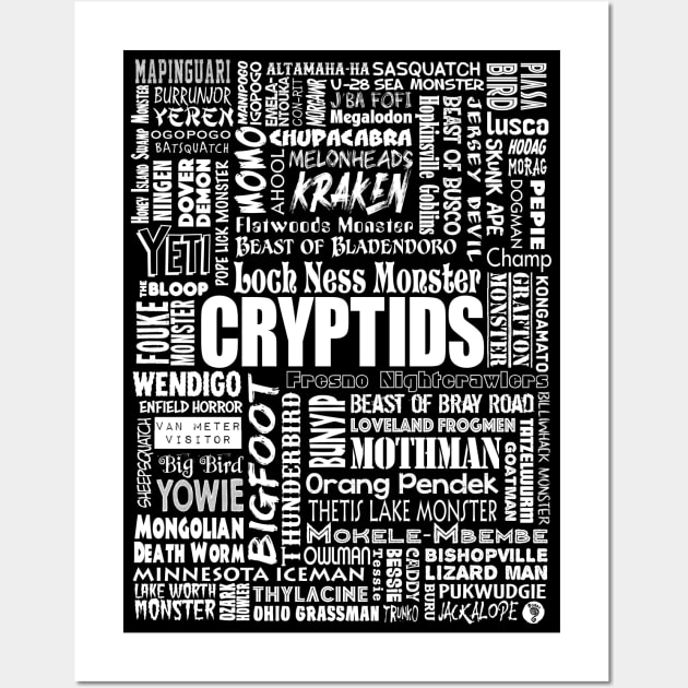 Cryptid in white Wall Art by CreepyAcres